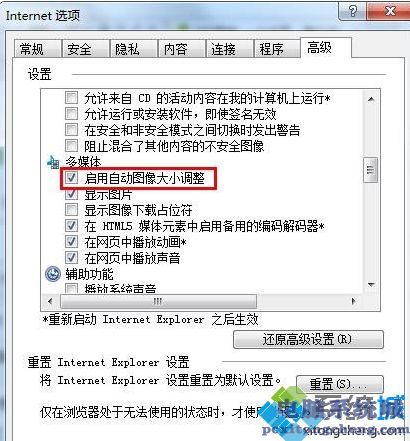 win7电脑中下IE浏览器设置自动调整图像大小的方法